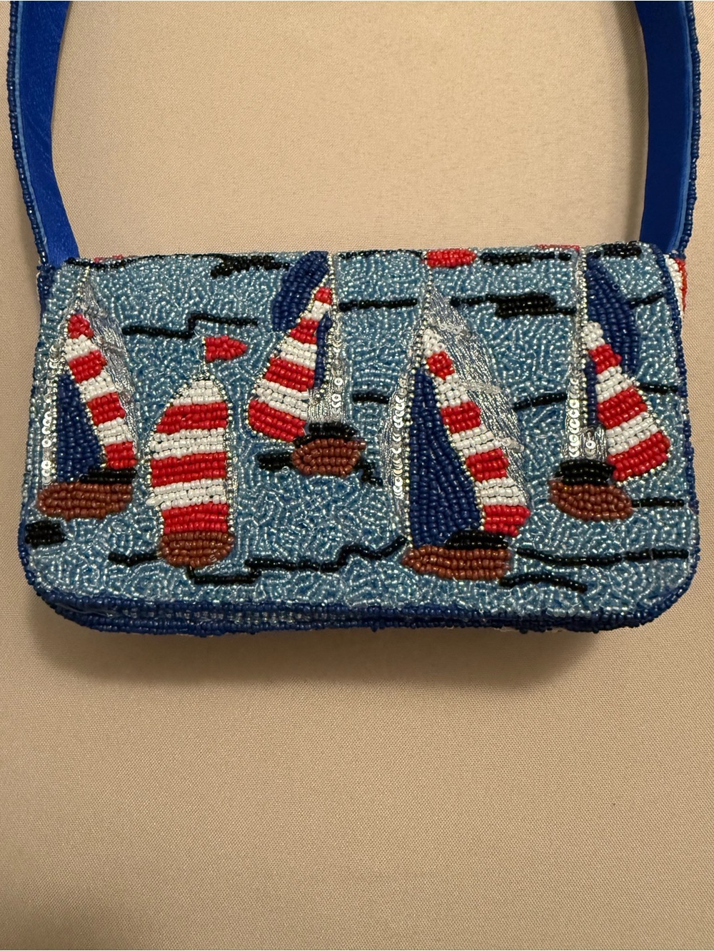 India Beaded Bag Sailboats with Sailboat Bag Charm - Picture 7 of 11